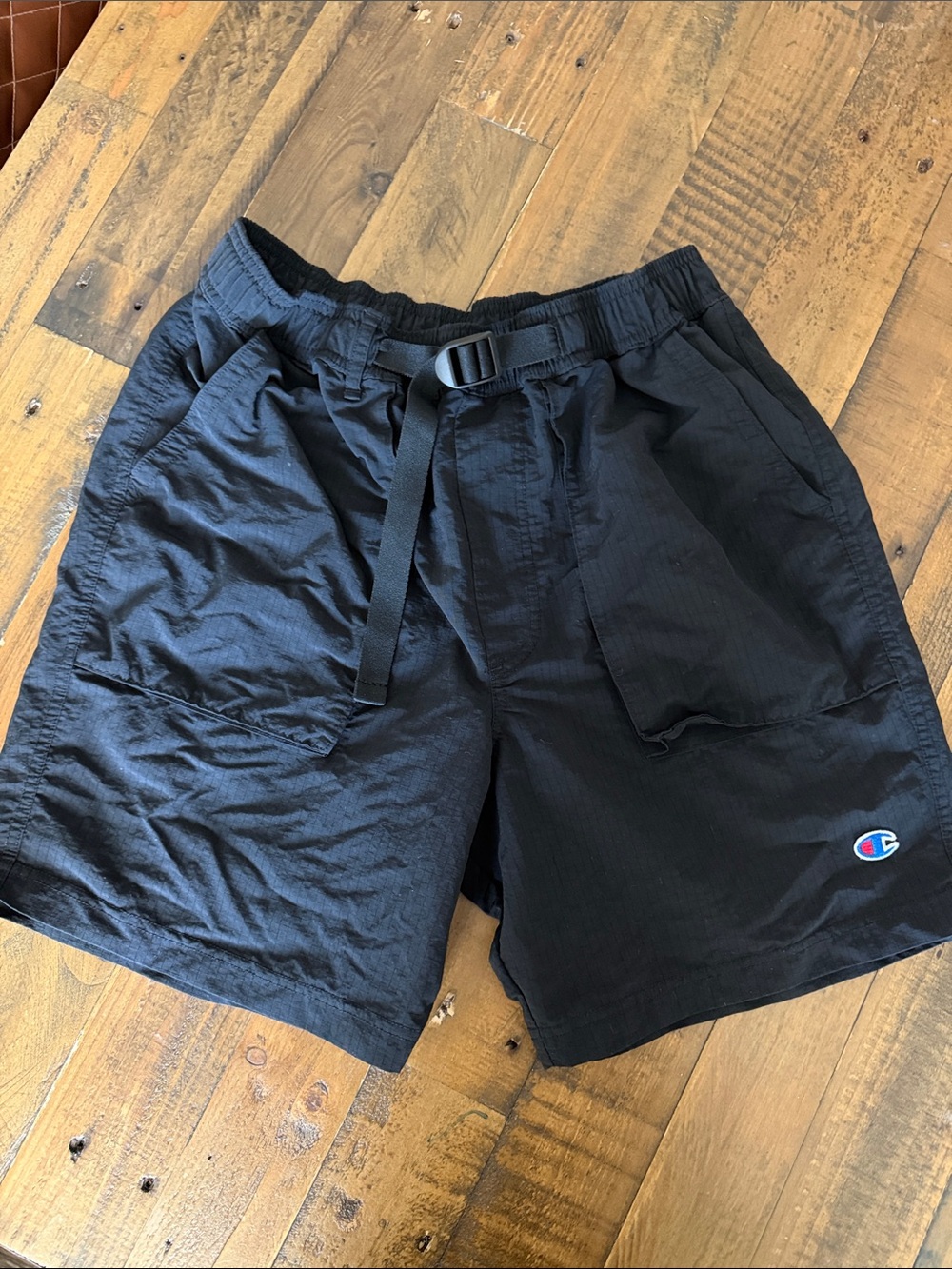 Champion Black Athletic Shorts with Webbing Belt